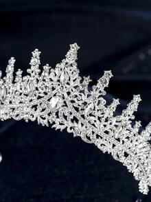 1pcs Luxurious Semicircular Crown Jewelry Wedding Beautiful Bride Party Ladies Crown Royal Tiaras Mother's Day Gift Local Delivery - Bạc - Xem 9