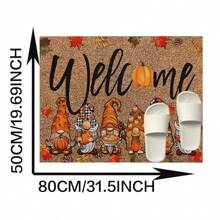 1pc 6 Dwarfs Pumpkin Holiday Welcome Doormat, Soft Velvet Material, Machine Washable, Suitable For Entrance Of Bedroom, Living Room, Dining Room, Study, Fashionable Home Decor