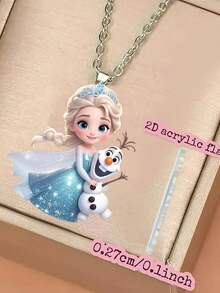 Disney 1 chiếc vòng cổ acrylic hình công chúa Elsa 2D phẳng, mặt dây chuyền thời trang cho áo len, quà tặng sinh nhật hoàn hảo, thiết kế 2D, quà tặng vòng cổ phẳng 2D cho bạn bè (Dây chuyền ngẫu nhiên) - Nhiều màu - Xem 6