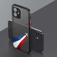 Funda de TPU suave transparente mate con patrón creativo artístico de avión para Apple 16 15 14 13 12 8 XR XS Pro Plus - Colores mixtos - Ver 6