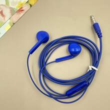 黑/白/紅/藍色新款皮革線控半入耳式有線耳機，內建麥克風，高清晰度通話，適用於手機、平板、遊戲機和其他3.5mm接口設備 - 彩色 - 查看 11