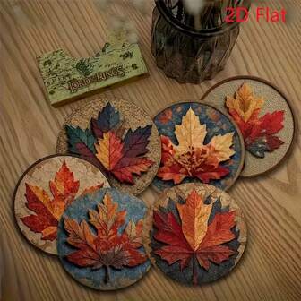 6 pièces/set Dessous de verre en bois, convient pour divers espaces commerciaux, salon, cuisine, salle à manger, cadeau, 1 set de 6 pièces, 300 sets de 1800 pièces