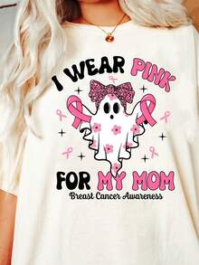 I Wear Pink For My Mom Shirt, Breast Ncer Shirt, Ncer Support Shirt, Ncer Awareness Shirt, Support Team Shirt - Blanco - Ver 1