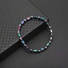 1pc Women's Black Cholesterol Magnetic Anklet, Bohemian Style Beaded Anklet, Yoga Sport Stretch Black And Color Anklet, Suitable For Everyday Wear Gift - 黑色 - 查看 7