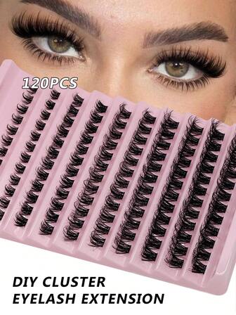 120 件 D 卷仿貂皮睫毛，水润妆效，卡通睫毛，适合日常佩戴，自然妆容，适合日常使用，睫毛簇，睫毛簇，单根睫毛，睫毛，假睫毛
