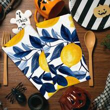 2/4 Paños de cocina con estampado de limón, paños de microfibra súper absorbentes y modernos, paños de té para cocinar y hornear, trapos de limpieza, toallas de mano, muy suaves y absorbentes, decoración de cocina, regalos para vecinos, madres, cumpleaños, inauguración de la casa para amigos, artículos esenciales de cocina, necesidades diarias