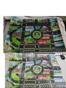 1 件，城市交通游戏垫，大型无纺布游戏垫，防水防潮，现代风格，互动路线图，适合儿童玩玩具车，房间装饰，教育工具，返校