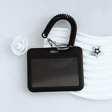 1 peça porta-cartão de identificação preto minimalista, protetor de cartão de foto para fãs de Kpop SVT, serve para mini fotos de 3 a 3,5 polegadas, chaveiro, pingente de bolsa, identidade de estudante, cartão de campus, cartão de refeição, armazenamento de cartão de acesso