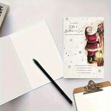 1/2/5/10 件迷人的圣诞贺卡，带信封、圣诞老人和雪花设计 | 为您的嫂子或兄弟送上完美的节日祝福 | 节日红色和金色，配有季节性装饰、节日贺卡、批量圣诞礼物、礼品卡、节日贺卡、季节性问候、优雅的节日贺卡、节日艺术品、优质卡片纸、圣诞文具、朋友和亲戚、家庭问候 - 彩色 - 查看 3