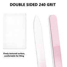 双面玻璃指甲锉，抛光水晶指甲锉，带收纳盒，美甲沙龙护理，女士适用，粉色、绿色、蓝色可选，240目，1/3包 - 彩色 - 查看 3