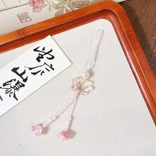 1pc Transparent Lily Of The Valley Oriental Style Beaded Phone Lanyard, Keychain, Bag Charm, Delicate Gift For Women - Multicolor - View 4