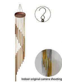 23in Outdoor Wind Chime, Rotating Wind Chime With 12 Aluminum Alloy Tubes And Hooks, Music Wind Chime, Outdoor Garden Decoration Wind Chime Pendant, Birthday Party Decoration, Home Decoration Pendant, Porch Decoration Wind Chime, Holiday Party Decoration, Bedroom Decoration, Shopping Mall Window Decoration Wind Chime Pendant, Commemorative Gift For Family And Friends - Multicolor - View 8