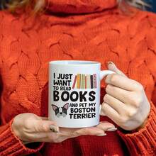 Taza de café Boston Terrier, solo quiero leer libros y acariciar mi taza de cerámica Boston Terrier de 11oz, regalos de taza de té para amantes de libros de perros, mujeres y hombres - Multicolor - Ver 3