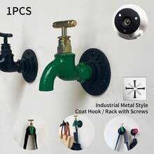 1 件带螺丝的金属涂层挂钩，复古工业风格水管形墙壁支架，壁挂式浴袍毛巾架，适用于浴室、客厅、厨房、车库、门廊