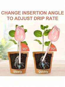 5pcs/Set Pink Tulip Plant Watering Globes, Suitable For Indoor And Outdoor Plants, Automatic Plant Drip Irrigator And Self-Watering - Multicolor - View 5