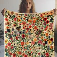 A Comfortable Bohemian Vintage Wildflower Blanket,Super Soft Flannel Printed  Blanket,As Birthday Gifts, Family, Wedding, Souvenir Blankets, Polyester Blankets Suitable For All Seasons, Washable, Machine Washable, Lightweight, Breathable, Comfortable, Warm, Unique, 280gsm For Him, Her Personalized Ideal Gifts For Her, Him, Family, Boyfriend, Girlfriend, Father, Family, Mother, Lover, Daughter, Son, Grandfather, Grandmother, Teacher,Doctor, Nurse,Friend, Classmate, Pet.Perfect Nap, Camping, Travel, Home, Daily Life, Office Decoration, Birthday, Anniversary, Valentine's Day, Thanksgiving, Graduation Season,Christmas, Halloween, Mother's Day, Father's Day, Wedding, New Year Gifts ,Sofa,Bed,Car,Bedroom,Living Room,Office,  Outdoor Camping, Beach,Wall Decoration - 多色2 - 查看 2