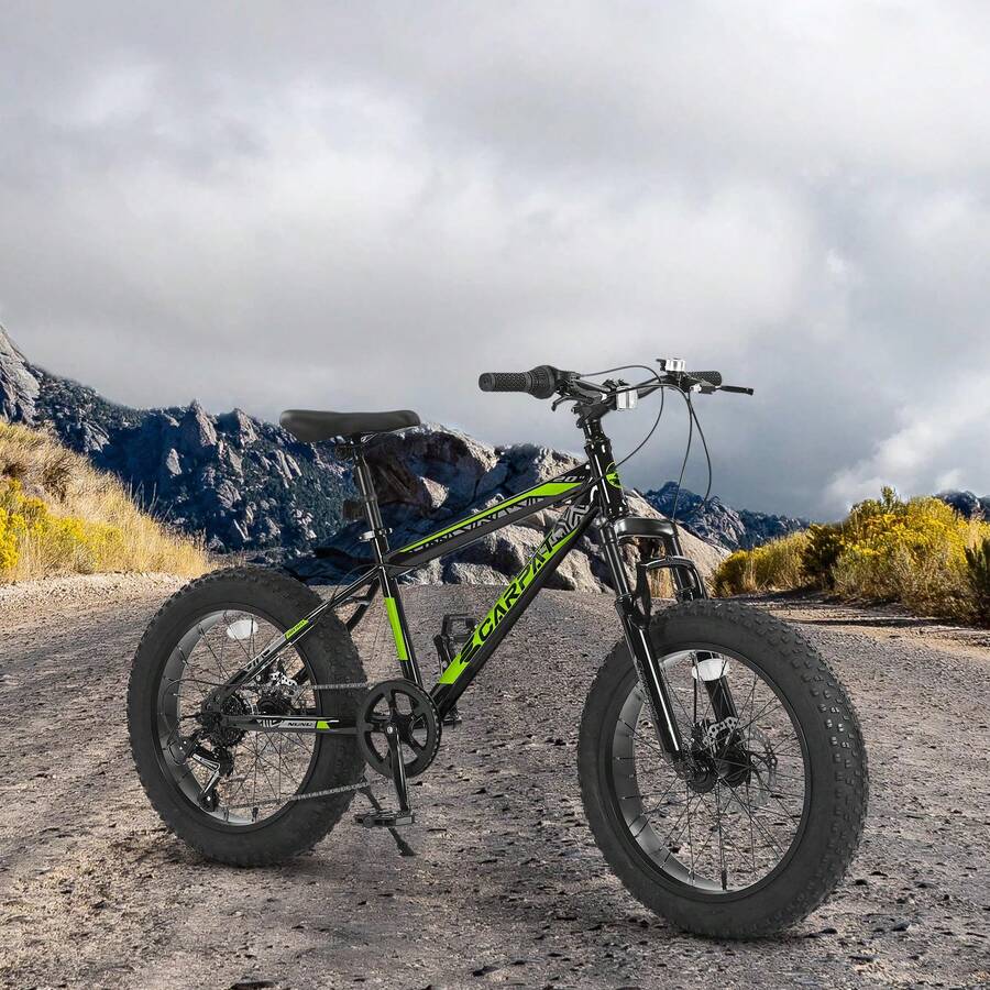 20-Inch Teen Mountain Bike With High Carbon Steel Frame, Disc Brakes, Durable Wide Tires, Front Suspension, 7-Speed, Ideal For Snow And Off-Road Riding