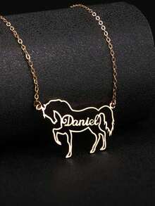 Collana personalizzata con nome animale di piccolo cavallo, collana commemorativa animale, accessori per cavalli, regalo per amanti dei cavalli e appassionati di equitazione, moda back to school - Multicolore - Visualizzare 2