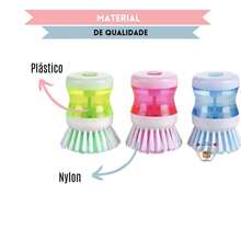 2-In-1 Kitchen Cleaning Brush With Liquid Soap Dispenser Dishwasher Brushes Tools - 彩色 - 查看 7