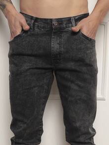 Men's Mid-Rise Blue Skinny Jeans With Elastane - màu xám khói - Xem 3