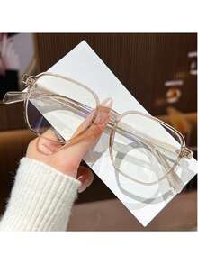 2025 Spring New Polygon Eyeglasses Frame, Versatile Minimalist Solid Color Casual TPR (Thermoplastic Rubber) Non-Prescription Glasses - Multicolor - View 9