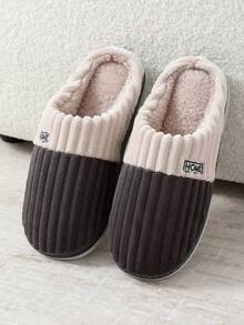 Pantofole invernali da uomo con righe e soffice imbottitura, con memory foam, morbide e calde, con suola antiscivolo, adatte anche per uso esterno in taglie grandi 48-49 - nero - Visualizzare 6