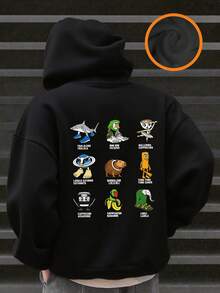 Sudadera con capucha de felpa con estampado gráfico para niño preadolescente, cálida y cómoda para otoño/invierno