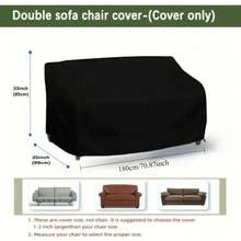 420D Garden Sofa Cover - Black Polyester, Drawstring Design, Indoor/Outdoor Use, All-Season Protection For Patio, Terrace & Pool Furniture
