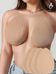 2 Peças Fita Adesiva Invisível de Silicone para Suporte de Sutiã Sem Alça, Cor Nude/Preto, Adequado para Tamanhos de Copo B-E