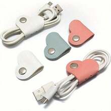 Fashionable Heart-Shaped Leather Cable Organizer - Available In Multiple Colors, With A Portable And Anti Loss Design, Perfectly Compatible With Mobile Data Cables And Headphone Cables,Office Desk Accessories For Office, Dorm And Home Use Charger Accessories