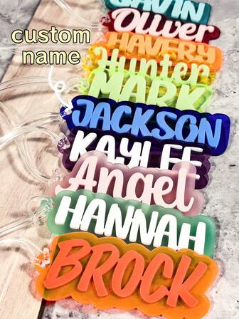 1PC Backpack Keychain Name Tag, Acrylic Name Keychain, Personalized Acrylic Name Tag, Diaper Bag Tag, Lunch Box Tag, Durable, Fashionable, Small Gift, Gift To Friends, Family, Birthday Gift, Daily,Unique Customized Gift For Valentine's Day,Birthday Gift, Mother's Day, Anniversary,Summer Gift,Back To School,Halloween And Christmas Gifts,Party Favors