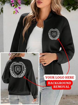 Customized Women's Stand Collar Zip-Up Hoodie Jacket - Customized Front/Back Patterns, Logo, Christmas, Halloween, Pumpkin, Skull, Thanksgiving, Turkey, Team Logo, School Uniform, Advertising Print, Lucky Number, [Family, Pets, Friends Photos Can Be Customized], Autumn Warm Thermal Lined Stand Collar Zip Jacket,Ornamental,Dawg,Unique,Custom,Ideal Gifts For Her,Family,Friends,Pink Girls,For Holiday,For Vacation,For Anniversaries,Ornamental,Dawg,Unique,Custom,Ideal Gifts For Her,Family,Friends,Pink Girls,For Holiday,For Vacation,For Anniversaries,Customized Women Clothing