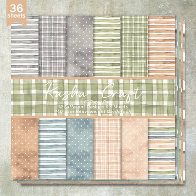 36 Sheets 6inch (Colorful Striped Plaid Polka Dot) Scrapbooking Paper, Suitable For Bullet Journals, Collages, Greeting Cards, Backgrounds, And Crafts