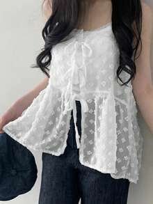 2025 女士个性化透视系带连衣裙，春夏款 白色 - 白色 - 查看 5