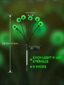 Solar Powered Eyeball Ground Stake Light - Green/Purple Lighting, Spooky Eyeball, Solar Powered With Flickering Twisting Firefly Effect, Waterproof IP44, Outdoor Pathway Light For Halloween Decor, Undetachable Photovoltaic Module, Suitable For Garden, Yard And Lawn LED Outdoor Decorative Lighting, Solar Path Lighting, Creepy Atmosphere Decoration!
