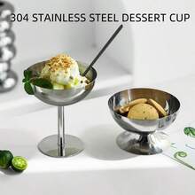 1 Pc Stainless Steel Ice Cream Cups, Dessert Cups, Washable Beautiful Ice Cream Tall Cups For Pudding Mousse Fruit Salad, For Home Kitchen Restaurant, Tableware Accessories, Dessert Bowls, Stainless Steel Cups, Ice Cream Cups, Ice Cream Bowls