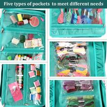 大容量缝纫和工艺用品收纳手提包，旅行打包收纳袋，带透明口袋和提手，适用于针织、钩针编织、艺术和工艺品、缝纫配件、冬季、缝纫收纳 - 彩色 - 查看 5