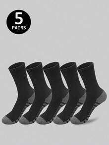 2/5/10/20 Pairs Black, White, Gray Solid Color Mid-Calf Socks, Striped Sports Socks, Suitable For Daily Fitness, Running, All Seasons, Fall - Multicolor - View 5