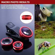 3 In 1 Phone Camera Lens Kit Camera Lens With Clip Fisheye Lens Wide Angle Lens And Macro Lens For Smartphones , Andorid (Red) - 紅色 - 查看 12