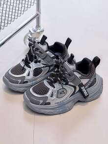 1 Pair Spring/Autumn New Breathable Mesh Children's Sports Shoes, Girls' Lightweight Casual Chunky Sneakers, Boys' Anti-Slip Running Shoes, Style