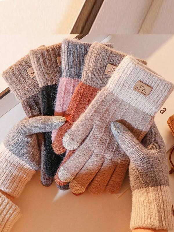 Women-Winter-Gloves Thermal-Warm Gloves Elastic Knitted Touchscreen-Gloves For Cold Weather