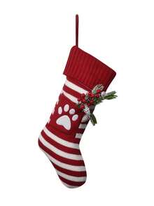 1pc Christmas Stockings Stripe Knitted Christmas Socks Xmas Gift Candy Bag Christmas Tree Fireplace Hanging Sock Winter Holiday Family Party Decorative Stocking Ornaments Home Decor Christmas Decorations Room Decor
