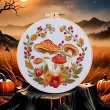 1 Set New Halloween Witch, Ghost, Mushroom, Pumpkin Pattern DIY Embroidery Kit, Includes Needle, Thread, Embroidery Hoop, English Instructions, Suitable For Beginners - Multicolor - View 15