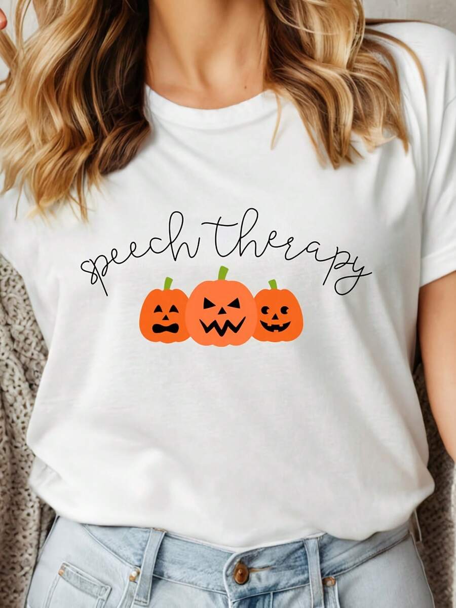 Speech Therapy Halloween Shirt, SLP Halloween Shirt, Spooky Speech , Speech Therapy Shirt, SLP Fall Shirt, SLPA T-Shirt - Blanco - Ver 1