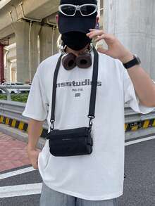 1 件时尚休闲男士斜挎包-韩版单肩包-多隔层大容量背包-手提包 - 彩色 - 查看 5