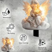 Angel Garden Stake | Acrylic Memorial Sculpture - Eternal Light Olive Branch Heavenly Garden | No Electricity Required, Weatherproof Four Season Art For Mother's Day Cemetery Decoration, Easter Paradise Garden Decor, Comfort Courtyard Lawn Insert