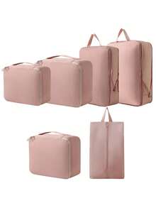 6pcs Compression Packing Cubes Set, Suitable For Travel Organizers - Durable Polyester Clothes Bags, Stylish Storage Pouches, Carry-On Tote Travel Bags, Ideal For Clothes, Cosmetics, Toiletries And Luggage Organization, Perfect For Travel & Vacation - Multicolor - View 13