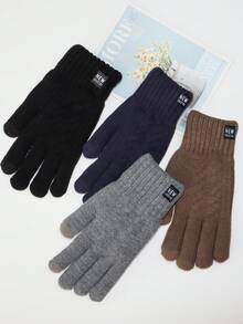 Men's Knitted Gloves, Double-Layer Thermal Lining, Warm, Windproof, Touchscreen Suitable For Delivery, Cycling In Winter Autumn Outfits Fluffy,Summer,Festival,Men Gifts,Cover Up - One Size Fits All - View 2