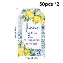 50 Buah Label Ucapan Terima Kasih Bertema Lemon, Label Gantung Kerajinan Lemon Vintage dengan Tali Rami untuk Perlengkapan Hadiah Pesta Pernikahan, Ulang Tahun, dan Liburan - MultiWarna - View 3
