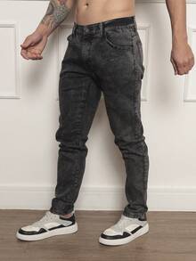 Men's Mid-Rise Blue Skinny Jeans With Elastane - màu xám khói - Xem 4